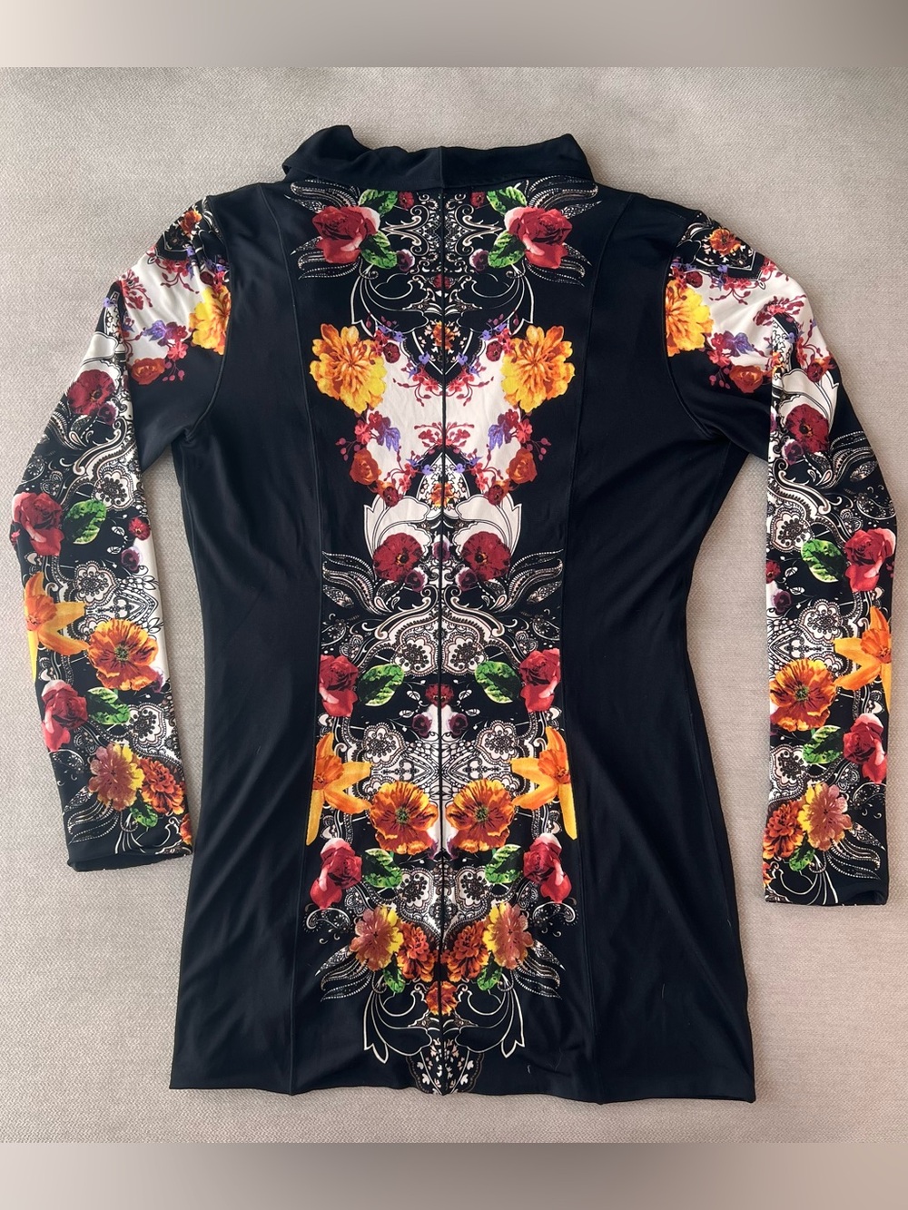 Eva Varro Black Asymmetrical Zip Jacket Contemporary Tattoo Artsy Tunic S